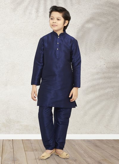 Blue Art Banarasi Silk Kurta Pyjama