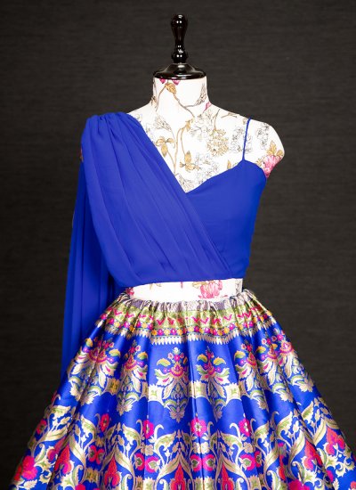 Blue Banarasi Silk Festival Trendy Lehenga Choli