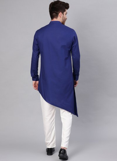 
                            Blue Blended Cotton Indo Western