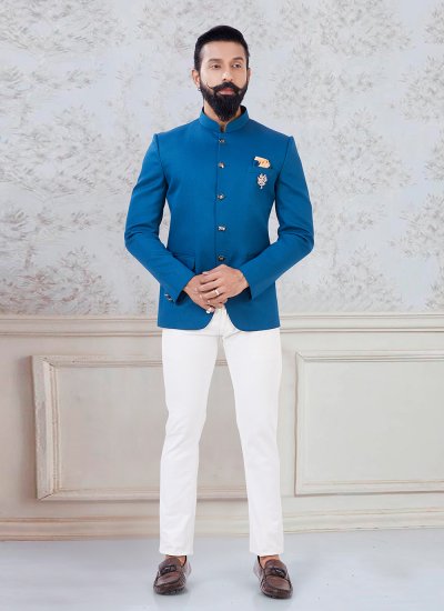 Blue Buttons Jodhpuri Suit