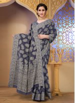 Blue Ceremonial Cotton Trendy Saree