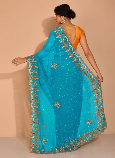 Blue Color Trendy Saree