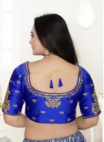 Blue Cotton Silk Embroidered Designer Blouse