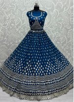 Blue Embroidered Bridal Lehenga Choli