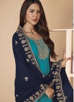 Blue Embroidered Designer Pakistani Suit