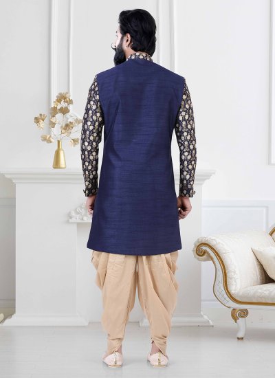Blue Embroidered Indo Western
