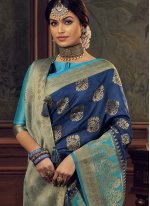 Blue Engagement Silk Designer Traditional Saree