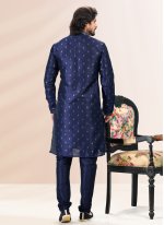 Blue Fancy Banarasi Silk Kurta Pyjama