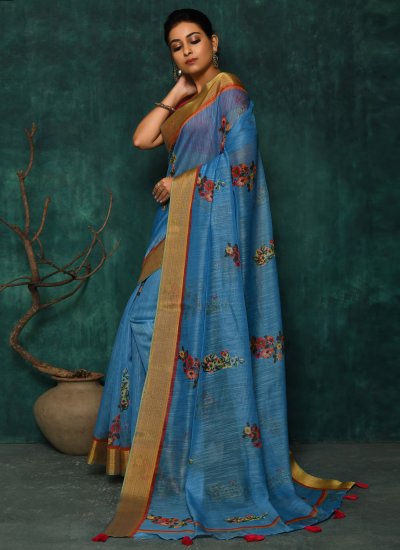 Blue Fancy Fabric Classic Designer Saree