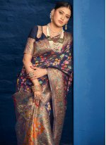 Blue Kashmiri Designer Traditional Saree