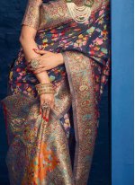 Blue Kashmiri Designer Traditional Saree