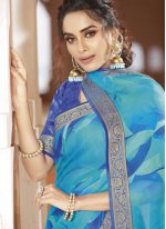 Blue Party Georgette Classic Saree
