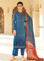 Blue Printed Designer Palazzo Salwar Suit