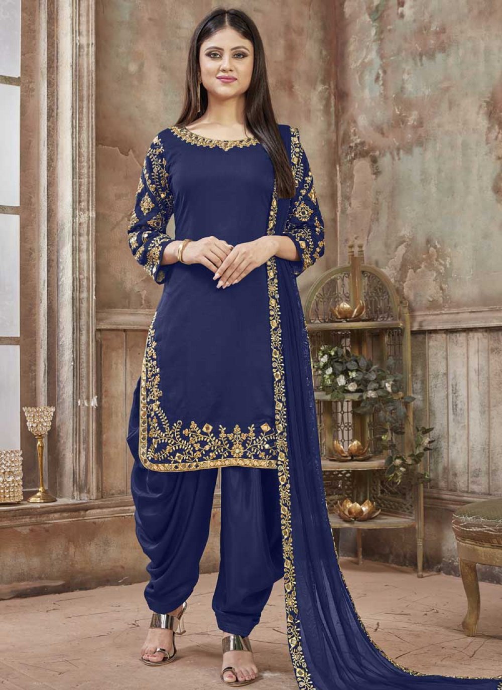 New Exclusive Black & Sky Blue Faux Georgette Salwar Suit