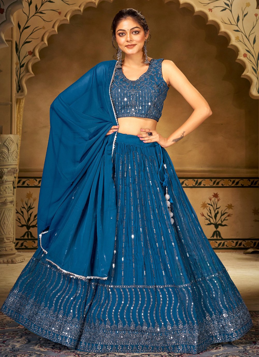 Party Wear Sky Blue Net Lehenga Choli With Embroidery Sequence Work and  Dupatta for Women, Designer Lehenga, Wedding Wear Outfit - Etsy