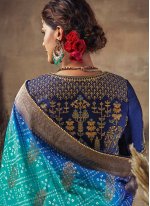 Blue Resham Engagement Traditional Saree