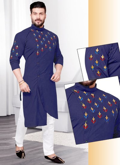 Blue Resham Kurta Pyjama