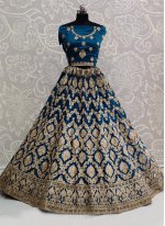 Blue Satin Silk Designer Lehenga Choli