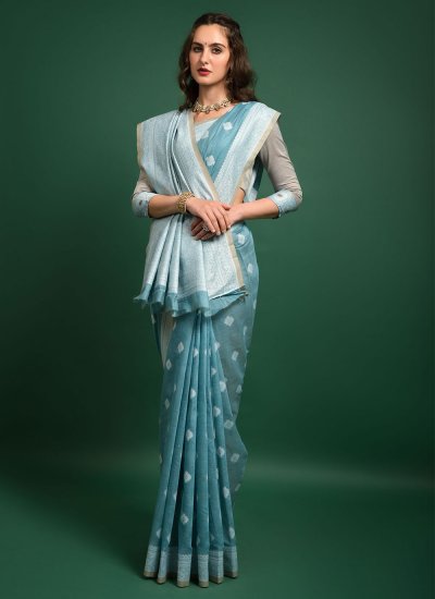 Blue Weaving Banarasi Silk Classic Saree