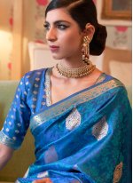 Blue Weaving Sangeet Trendy Saree