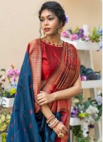 Blue Weaving Tussar Silk Designer Traditional Saree