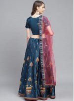Bollywood Lehenga Choli Embroidered Satin in Blue