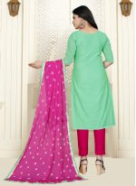 Bollywood Salwar Kameez Embroidered Cotton in Teal
