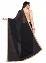 Border Georgette Designer Bollywood Saree in Black