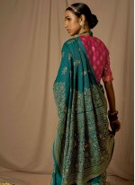 Brasso Teal Woven Saree
