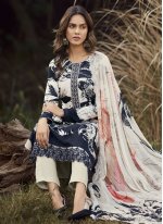 Breathtaking Blue and Cream Lace Trendy Salwar Kameez