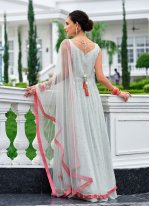 Breathtaking Embroidered Grey Georgette Readymade Anarkali Salwar Suit