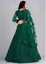 Breathtaking Embroidered Net Green Trendy Lehenga Choli