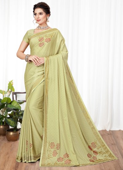 Breathtaking Fancy Fabric Embroidered Yellow Classic Saree