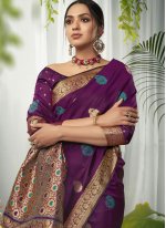 Brilliant Fancy Purple Art Silk Designer Traditional Saree