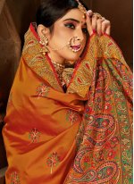 Brilliant Orange Weaving Silk Designer Traditional Saree