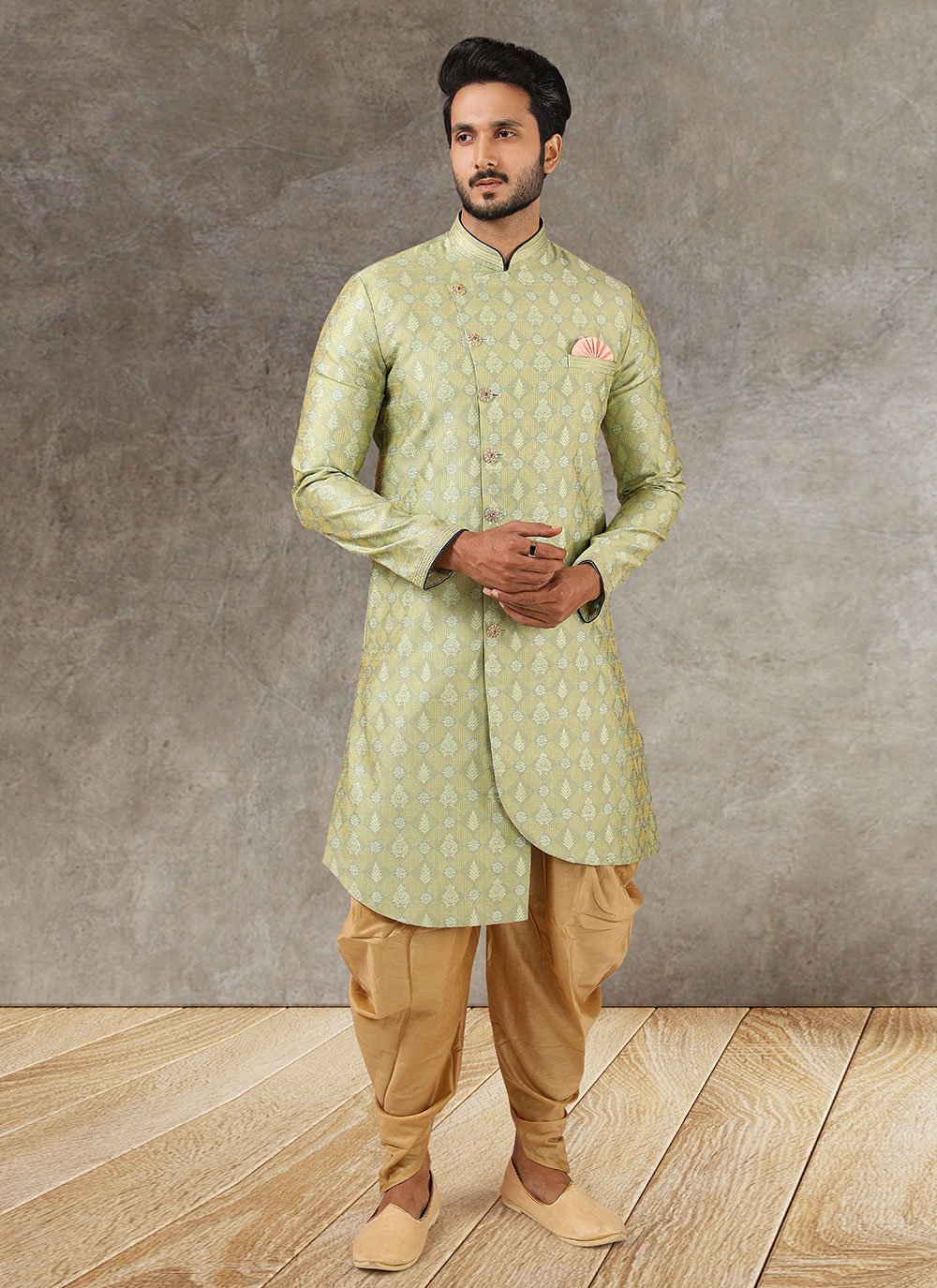green emerald velvet dress Emerald Crest  Mens Emerald Green Designer Indo-Western with Handwork