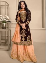 Brown and Peach Color Designer Pakistani Suit