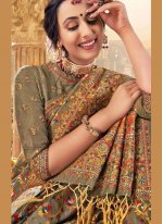 Brown Banarasi Silk Reception Different Style Saree