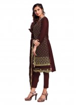 Brown Color Designer Straight Salwar Suit