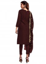 Brown Color Designer Straight Salwar Suit