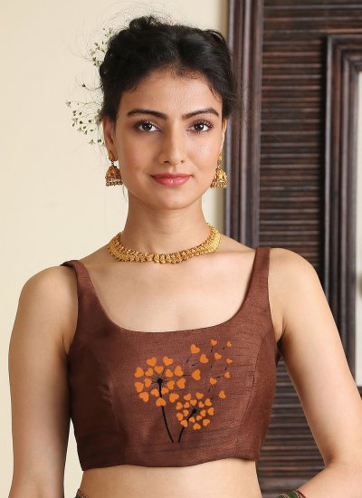 Brown Embroidered Blouse