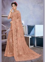 Brown Embroidered Party Classic Designer Saree