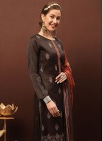 Brown Embroidered Party Palazzo Salwar Kameez