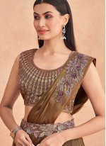 Brown Engagement Art Silk Contemporary Style Saree