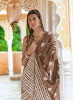 Brown Weaving Mehndi Classic Saree