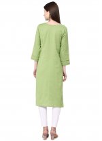 Buttons Cotton Casual Kurti in Green