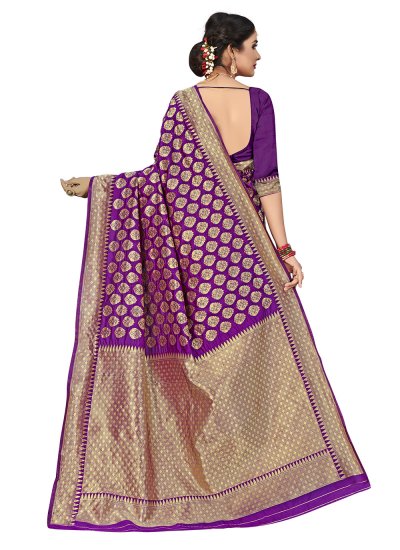 Capricious Jacquard Silk Purple Silk Saree