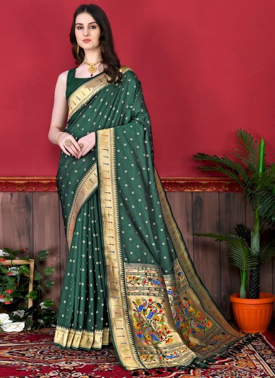 Capricious Silk Green Classic Saree