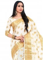 Captivating White Zari Kanjivaram Silk Traditional Saree