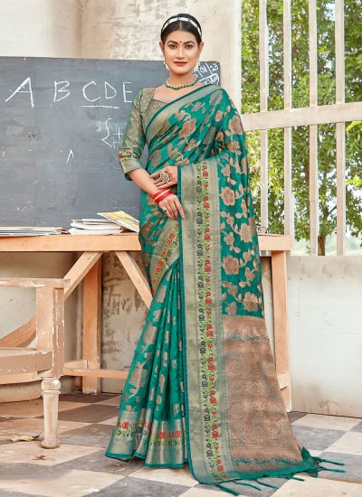 Catchy Green Embroidered Traditional Designer Saree